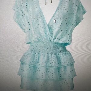 NWT Melissa Odabash Jess Cover Up Dress Sky Blue Eyelet Size S